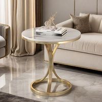 Table basse moderne de luxe en dalle de roche avec plateau en verre, petit meuble d'appoint pour coins de canapé de salon et balcon, ensemble simple et mobile