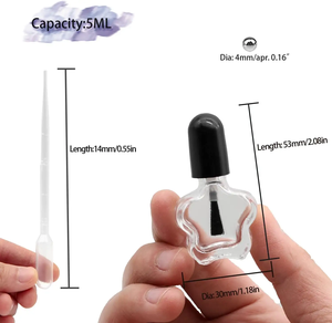 Muestra Gratis de Mini Botella de Vidrio para Esmalte de Uñas de 5 ml, Diseño Único en Forma de Pentágono, Recargable, con Pincel y Tapa de Plástico Negra - Product Image 6