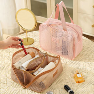 Bolsa de Maquillaje de Malla de Gran Capacidad con Logotipo Personalizado, Bolsa de Viaje con Cierre para Cosméticos, Neceser de Almacenamiento de Maquillaje para Mujer - Product Image 2
