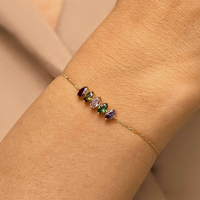 ONLY U Luxury Bracelet ajustable en argent sterling avec pierre de naissance Zircon cubique Cristal Saphir Bracelet à chaîne pour femme