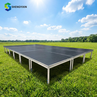 Scène de concert extérieure mobile modulaire en aluminium avec finition bois, 4 pieds x 4 pieds, 4 pieds de hauteur, capacité de charge de 500 kg, pour événements et spectacles