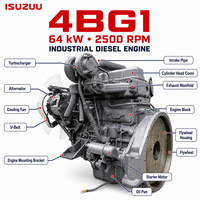Moteur diesel industriel ISUZU 4BG1 64 kW, 4,3 L, 4 cylindres en ligne, prix usine, pour excavatrice, chargeuse, chariot élévateur