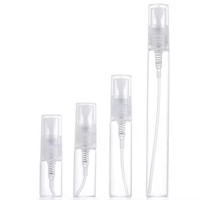 Flacon pulvérisateur de parfum en verre transparent tubulaire cylindrique avec bouchon noir, format poche, réutilisable, contenant cadeau pour parfum