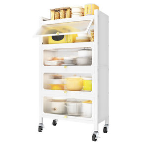 Armoire de rangement étroite Najie Kitchen 40 cm en acier carbone moderne sur roulettes, étagère multi-niveaux - Product Image 5