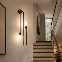 Applique Murale LED Nordique Moderne Minimaliste, Corps en Fer, Bande Dorée, Abat-jour Blanc Dimmable pour Chambre, Salon, Salle à Manger