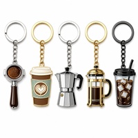 Porte-clés de la série Café Tendance : Tasse de Latte, Machine à Expresso, Latte Glacé – Ornement et Accessoire Quotidien Décoratif