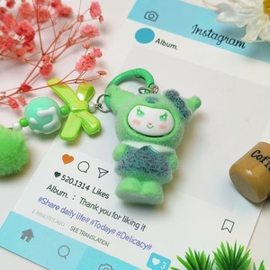 Llavero de conejo con cuentas y estampado de leopardo flocado, colgante para mochila, equipaje, correa para teléfono, colgante para bolso, llavero para coche, venta al por mayor - Product Image 2