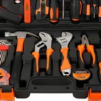 Kit d'outils manuels de bricolage pour la maison, en acier au carbone, comprenant marteau, tournevis, couteau utilitaire, clé à molette, avec mallette rigide, outils de réparation domestique OEM