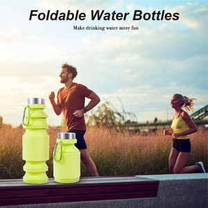 Bouteille d'eau en silicone écologique de 550 ml avec anneau central, résistante à l'eau chaude et froide, tasse en silicone souple réutilisable, gourde de sport en silicone - Product Image 6