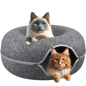 Vente chaude XL en forme de beignet chat lit Tunnel haute qualité laine <span class=keywords><strong>bois</strong></span> plastique mousse accessoire Style moderne boîte de sommeil pour chats chiens - Product Image 5