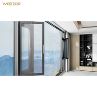 Ventanas de Aluminio Minimalistas de Ahorro Energético para Hoteles, Precio de Fábrica Wazzor, Ventana Abatible Impermeable para Construcción de Viviendas