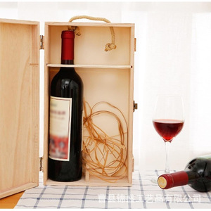 Caja de Madera para Vino, Almacenamiento para Dos Botellas, Madera de Pino, Embalaje de Regalo Portátil, Forma Rectangular, Uso Artesanal - Product Image 2