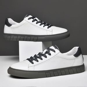 Men's Full-Grain Cowhide Sneakers, Men's Foreign Trade Plus-Size Spring White Sneakers, Outdoor Lace-Up Casual Sports <b>Shoes</b> - Product Image 5