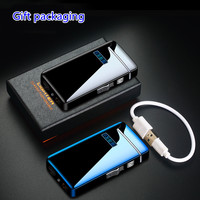 Briquet à double arc, torche à flamme jet, briquet à cigare USB, 2 en 1, rechargeable, coupe-vent, sans flamme