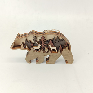 Nhà máy mini 3D hình dạng động vật bằng gỗ cây giáng sinh đồ trang trí 2024 - Product Image 6