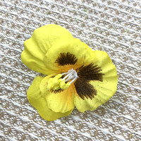 KEMIN Aksesoris Rambut Jepit Bunga Pansy Kuning Buatan Tangan, Cetak Sutra, Bunga Alami, Pasokan Langsung Pabrik, untuk Pernikahan