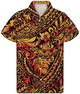 Nuovo Modello Cubano Collare Shiets Per Gli Uomini Esclusivo costume Tonga Logo Designer Shirt Vintage Polinesiana Tribale di Grandi Dimensioni Camicie
