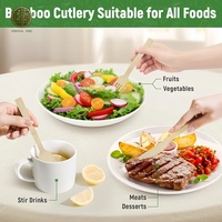 Juego de Cubiertos Desechables de Bambú Ecológicos con Logotipo Personalizado, Cuchillo, Tenedor y Cuchara Biodegradables para Restaurante, Paquete Individual, Venta al por Mayor