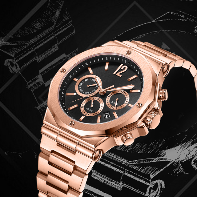 High Quality Chronograph Waterproof Wrist Watch  Fashion Business Mens Quartz Watch Stainless Steel Luxury Watches for Men