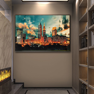 Cuadro Decorativo Moderno con Marco de Porcelana de Cristal, Paisaje Urbano, para Sala de Estar, Hoteles y Restaurantes - Product Image 4