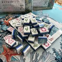 Grand stock, expédition en 7 jours : Ensemble de jeu de Mahjong « Paradis Côtier » avec motifs Sirène, Joker et Coquillages, 160 tuiles en acrylique Aqua