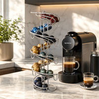 Support à capsules de café Cactus, 52 compartiments, double face, rotatif, en métal, organiseur de capsules de café, support de rangement pour capsules Nespresso, comptoir