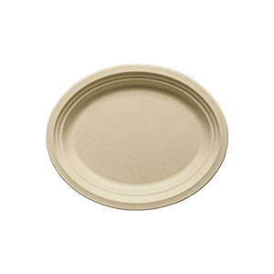 [500 pezzi] Piatti compostabili in bagassa ovali naturali 12,5 x 10 cm - Product Image 2