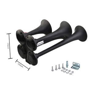 4 trompettes 12V/24V 150DB Loud Musical Air Horn Speaker Train Horns Kit Max pour Camion Voitures SUV Bateau <span class=keywords><strong>Tracteur</strong></span> - Product Image 3