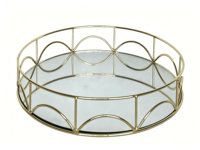 Plateau de vanité rond en fer forgé couleur personnalisée, plateau décoratif en métal pour bijoux, plateau de rangement de luxe pour cosmétiques et maquillage pour salle de bain