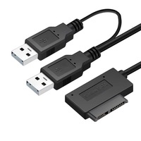 Cavo USB 2.0 a SATA 6+7 Pin (13 Pin) Slimline per Notebook, Disco Rigido Esterno HDD, Caddy per DVD Notebook