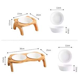 Cuencos dobles de bambú personalizados para mascotas, diseño antifugas ecológico sólido, comedero antideslizante duradero para perros y gatos para el hogar - Product Image 4