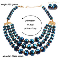 Kalung Manik Kristal YWJC 8mm 10mm, Kalung Rantai Pendek Multi-layer untuk Wanita, Kalung Manik Rondelle Modis