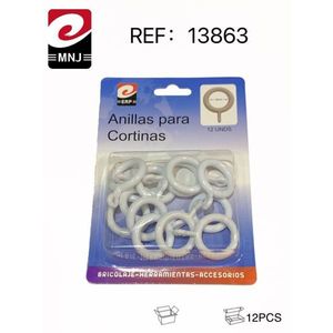 Anelli per Tende in Plastica, 12 Pezzi, Bianchi - Product Image 1