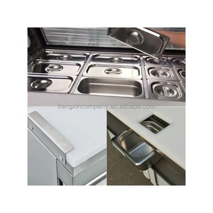Réfrigérateur commercial en acier inoxydable avec porte à fermeture automatique, ventilateur circulaire ventilé pour refroidissement, comptoir de préparation et de présentation de salades - Product Image 6