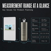 Jauge de Niveau de Réservoir d'Eau Ultrasonique Sans Fil avec Capteur Automatique, Thermomètre et Surveillance de Haute Précision