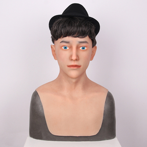 OEM/ODM Máscara de silicona con forma de pecho Última propiedad de Halloween Cabeza completa Barehead Young Man Headgear Cosplay Máscara de cabeza de silicona - Product Image 3