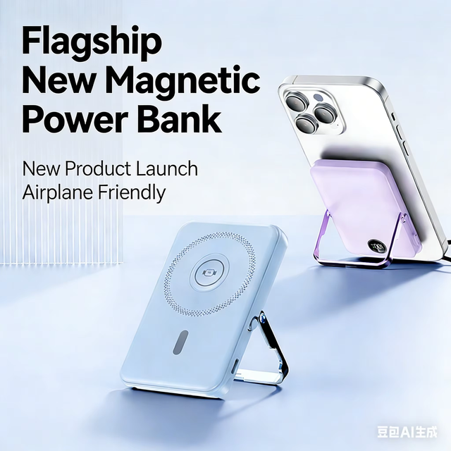 Magnetic 15W Wireless Power Bank 10000mAh with Built-in Foldable Stand Dual Fast Charging Power Banks with Cable Built-in Stand