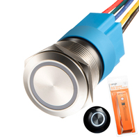 Lantir sakelar tombol tekan 19mm, saklar tombol tekan logam menempel, saklar logam warna 12V