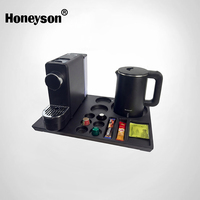 Ensemble de cafetière et bouilloire en plastique pour hôtel, plateau de bienvenue, équipements de chambre d'hôtes 5 étoiles