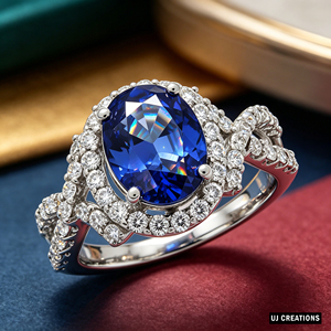 Custom 10K/14K/18K Solid Gold Oval Lab Grown Sapphire CVD Diamond Halo Classic <b>Ring</b> VVS-VS Quality Brilliant Cut Fashion Jewelry - Product Image 3