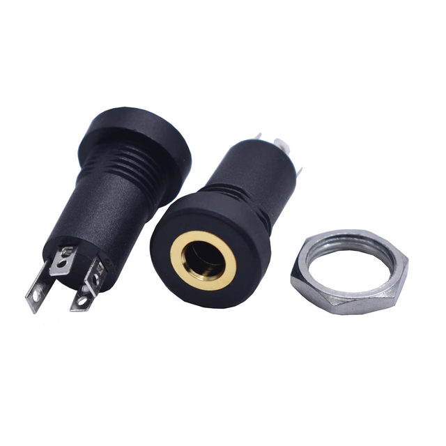 3.5mm 4 Pole Audio Socket Black Panel Mount Gold Plated Female Jack with 4Pins for Power Adapter and Connector Applications