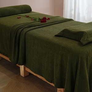 Vert olive <span class=keywords><strong>polaire</strong></span> Premium couleur unie couvre-lits de beauté couvre-lit de salon pour la beauté literie de lit pour le visage - Product Image 4