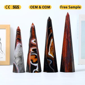 En gros : Tours de cristal, baguettes et pierres de guérison en Sardonyx noir et rouge pour la décoration - Product Image 2