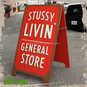 Pantalla independiente de madera contrachapada, soporte de pizarra para puerta delantera, tablero de señal de carretera, letrero de sándwich con hing de metal, venta al por mayor - Product Image 4