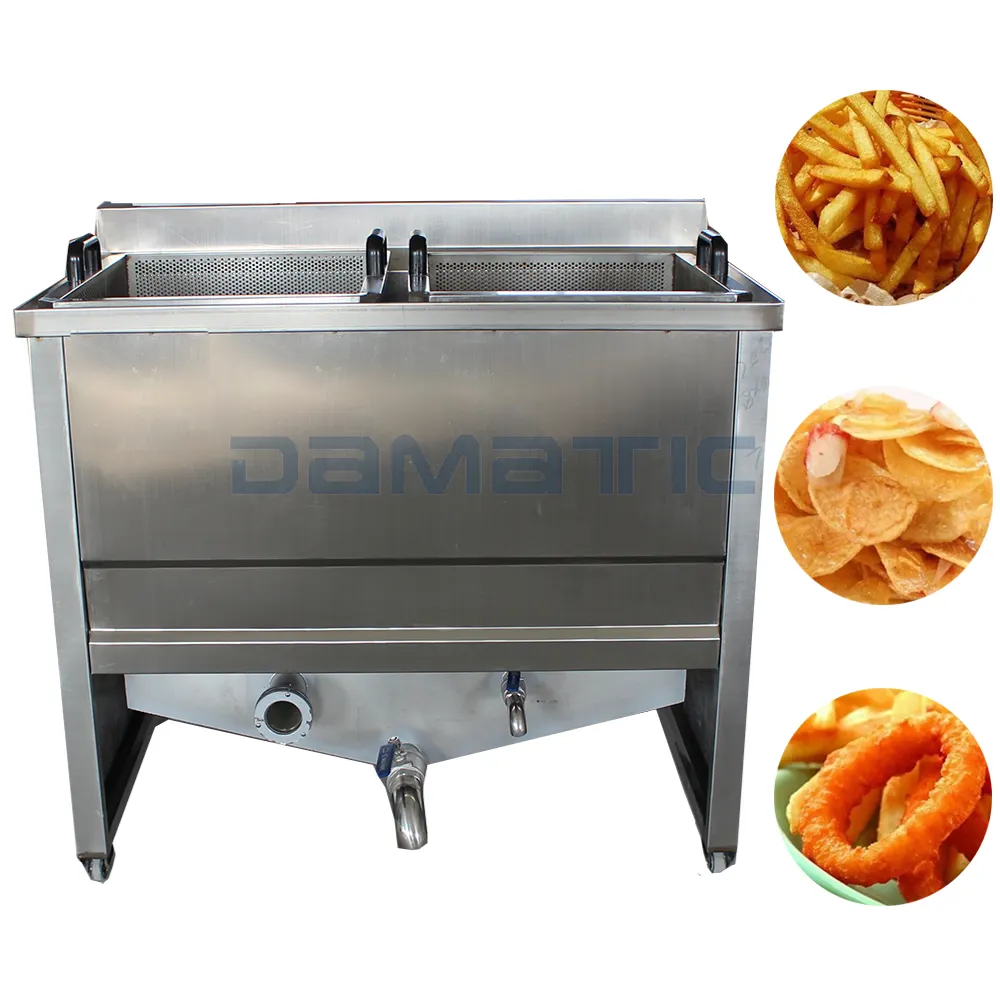 Damatic yarı otomatik gıda kızartma makinesi endüstriyel patates cipsi fritöz kızartma patates