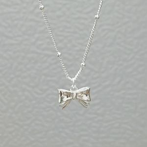 Exquisite S925 Sterling Silver Bow Bell <b>Necklace</b> 14K Gold Feminine Charm <b>Crystal</b> Zircon Collarbone Chain Niche Design Sweet - Product Image 1
