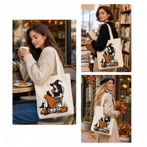 Bolsa de Mano de Lona con Estampado Vintage de Bruja de Halloween, Personalizada, de Gran Capacidad, Reutilizable, con Diseño Estampado, para Mujer - Product Image 6