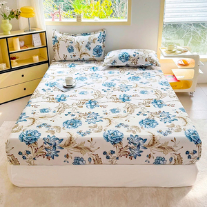 Drap plat en coton imprimé floral personnalisé 500TC respirant toutes saisons pour adultes, style moderne, usage domestique - Product Image 3
