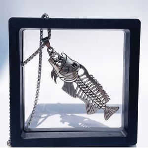 Stainless <b>Chain</b> Necklace for Men Retro Fish Bone Pendant Necklace Gothic Fashion Couple Necklace Hip Hop Rock Punk Jewelry - Product Image 3