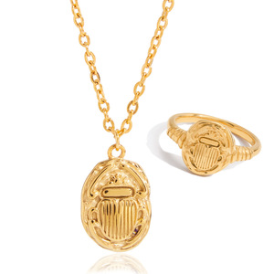 Insect Pattern Gold Plated Necklace And <b>Ring</b> <b>Set</b> For <b>Women</b> Everyday Wear Jewelry Cultural Collectible - Product Image 5